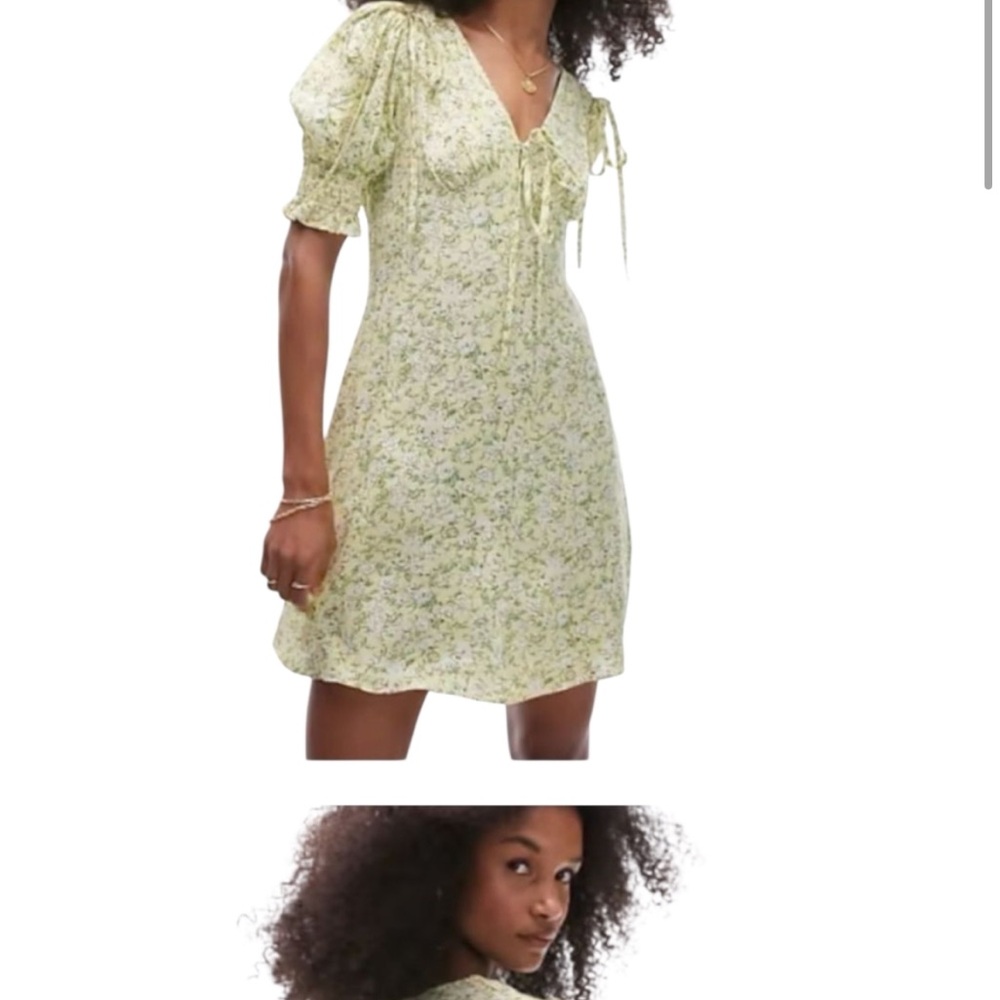 Topshop Light Green Floral Midi Dress